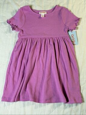 NWT Cat & Jack Toddler Girls' Short Sleeve Ribbed Dress - Lilac Purple - Size 3T